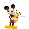 Hallmark Disney Mickey Mouse on Snow Tube Christmas Ornament(Mickey Holding Puppy)