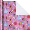 Hallmark Disney Princess and Frozen Wrapping Paper with Cutlines on Reverse (3 Rolls: 60 Square Feet Total) for Birthdays, Christmas, Valentine’s Day(Pink  Purple  White)