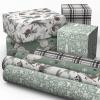 Hallmark Holiday Wrapping Paper Bundle with Cut Lines on Reverse, Elegant Woodland (Pack of 4, 120 sq. ft. TTL) Peace and Joy, Deer, Pinecones, Snowflakes, Blue, Gold(White and Sage Green Evergreen Pinecones  Rustic Snowmen  Plaid  Nordic Deer and Foliage)