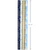 Hallmark Holiday Wrapping Paper Bundle with Cut Lines on Reverse, Elegant Woodland (Pack of 4, 120 sq. ft. TTL) Peace and Joy, Deer, Pinecones, Snowflakes, Blue, Gold(Peace and Joy  Deer  Pinecones  Snowflakes  Blue  Gold)