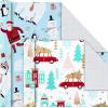 Hallmark Holiday Wrapping Paper Bundle with Cut Lines on Reverse, Elegant Woodland (Pack of 4, 120 sq. ft. TTL) Peace and Joy, Deer, Pinecones, Snowflakes, Blue, Gold(Yeti  Santa  Penguin  Snowflakes  Blue  Gold)
