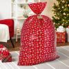Hallmark Jumbo Plastic Holiday XL Gift Bags (2 Extra Large Bags: Snowflakes on Red, Rustic Snowmen) for Carry-on Luggage, Giant Stuffed Animals, Bedding Sets(Red  Blue  Green  Gold)