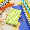 Hallmark Modern Wrapping Paper Rolls for Birthday, Graduation, Christmas, Gift Wrap Paper (Set of 3 Reversible Rolls: 75 sq. ft. ttl.) Black, White, Blue, Orange, Yellow & Green for All Occasions(Polka Dots  Triangles  Diamonds)