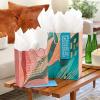 Hallmark Morgan Harper Nichols Gift Bag Bundle (2 Bags: 1 Medium 9″, 1 Large 13″) Pink, Peach, Green, Teal Floral for Birthdays, Mother’s Day, Graduations(Teal  Coral)