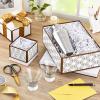 Hallmark Nested Gift Boxes with Lids and Fill (Set of 3, White and Gold, Assorted Sizes) for Weddings, Bridal Showers, Bridesmaids, Christmas, Hanukkah, Birthdays, Valentine’s Day(White and Gold Geometric Shapes)