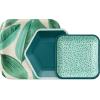 Hallmark Palm Leaves Party Supplies (16 Square Dinner Plates, 8 Square Dessert Plates, 8 Hexagonal Dessert Plates, 16 Dinner Napkins, 16 Beverage Napkins) Plants, Polka Dots, Dark Green
