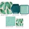 Hallmark Palm Leaves Party Supplies (16 Square Dinner Plates, 8 Square Dessert Plates, 8 Hexagonal Dessert Plates, 16 Dinner Napkins, 16 Beverage Napkins) Plants, Polka Dots, Dark Green