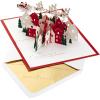 Hallmark Paper Wonder Mini Pop Up Christmas Cards (3 Cards with Envelopes: Red Truck, Cardinal, Merry and Bright)(Santa and His Reindeer Pop Up)