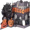 Hallmark Paper Wonder Pop Up Jumbo Christmas Card Holiday Tabletop Decor (Accordion Fold Christmas Village)(Pumpkins in Graveyard)