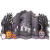 Hallmark Paper Wonder Pop Up Jumbo Christmas Card Holiday Tabletop Decor (Accordion Fold Christmas Village)(Pumpkins in Graveyard)