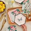 Hallmark Pink and Green Party Supplies (16 Dinner Plates, 8 Square Dessert Plates, 8 Hexagonal Dessert Plates, 16 Dinner Napkins, 16 Beverage Napkins) Butterflies, Pink Flowers, Stripes