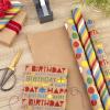 Hallmark Recycled Wrapping Paper with Cutlines on Reverse (3 Rolls: 60 Sq. Ft. Ttl) Modern Florals, Abstract Leaves, for Birthdays, Bridal Showers, Easter(Kraft Colorful Dots  Stripes  Balloons)