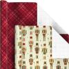 Hallmark Recycled and Recyclable Christmas Wrapping Paper Rolls with Cutlines on Reverse (6 Rolls: 150 Sq. Ft. Total) Deer, Mittens, Citrus with Pinecones, Red and Green Quilt(Plaid  Nutcracker  Snowflake  Santa  Merry and Bright  Ornaments)