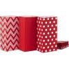 Hallmark Red and White Stripe Party Favor and Wrapped Treat Bags with Gift Tag Stickers (30 Bags, 30 Labels) for Christmas, Valentines Day, Birthdays, May Day, Care Packages and More(Red Chevron  Solid  Polka Dot)