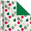 Hallmark Reversible Christmas Wrapping Paper (3 Rolls: 120 sq. ft. ttl) Merry Holidays, Snowflakes, Snowmen, Red Stripes(Retro Ornaments  Stripes  Polka Dots  Snowmen  Solid Red and Green)