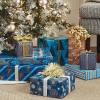 Hallmark Reversible Christmas Wrapping Paper Bundle, Elegant Blue and Gold (4 Rolls: 150 sq. ft. ttl.) Dark Blue, Gold, Teal Snowflakes, Peace, Stripes, Geometric(Elegant Blues)