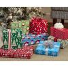 Hallmark Reversible Christmas Wrapping Paper Bundle, Elegant Blue and Gold (4 Rolls: 150 sq. ft. ttl.) Dark Blue, Gold, Teal Snowflakes, Peace, Stripes, Geometric(Santa and Trees)