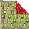 Hallmark Reversible Christmas Wrapping Paper Bundle, Elegant Blue and Gold (4 Rolls: 150 sq. ft. ttl.) Dark Blue, Gold, Teal Snowflakes, Peace, Stripes, Geometric(Santa and Trees)