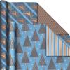 Hallmark Reversible Christmas Wrapping Paper Bundle, Elegant Blue and Gold (4 Rolls: 150 sq. ft. ttl.) Dark Blue, Gold, Teal Snowflakes, Peace, Stripes, Geometric(Elegant Blues)