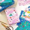 Hallmark Reversible Flat Wrapping Paper Sheets (12 Folded Sheets with Sticker Seals) Rainbow Happy, Exclamation Points, Polka Dots, Confetti for Birthdays, Graduations, Celebrations(Pink  Blue  Green)