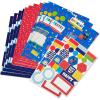 Hallmark Reversible Flat Wrapping Paper Sheets (12 Folded Sheets with Sticker Seals) Rainbow Happy, Exclamation Points, Polka Dots, Confetti for Birthdays, Graduations, Celebrations(Blue Red Dark Blue and Multicolor)