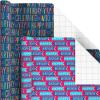 Hallmark Reversible Wrapping Paper Roll Bundle, Peach & Purple Flowers, Pink Stripes, Balloons (3 Rolls: 75 sq. ft. ttl.) for Birthdays, Mother’s Day, Weddings, Baby Showers, and Bridal Showers(“Happy Birthday”  Balloons  Floral  “Celebrate”  Pastel Plaid)