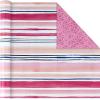 Hallmark Reversible Wrapping Paper Roll Bundle, Peach & Purple Flowers, Pink Stripes, Balloons (3 Rolls: 75 sq. ft. ttl.) for Birthdays, Mother’s Day, Weddings, Baby Showers, and Bridal Showers(Reversible Floral  Striped  Balloons)