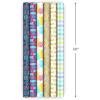 Hallmark Reversible Wrapping Paper Roll Bundle, Peach & Purple Flowers, Pink Stripes, Balloons (3 Rolls: 75 sq. ft. ttl.) for Birthdays, Mother’s Day, Weddings, Baby Showers, and Bridal Showers(“Happy Birthday”  Balloons  Floral  “Celebrate”  Pastel Plaid)