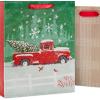 Hallmark Rustic Bag Assortment (8 Bags: 4 Medium 9″, 4 Large 13″) Snowy Red Barn, Red Truck, Plaid, Painted Wood Sign(1 Count (Pack of 8))