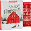 Hallmark Rustic Bag Assortment (8 Bags: 4 Medium 9″, 4 Large 13″) Snowy Red Barn, Red Truck, Plaid, Painted Wood Sign(1 Count (Pack of 8))