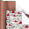Hallmark Rustic Christmas Wrapping Paper Rolls with Cutlines on Reverse (6 Rolls: 180 Sq. Ft. Total) Red Barn, Truck, Sled, Black Plaid, Gray and Stripes(Rustic Christmas)