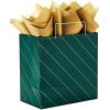 Hallmark Signature 7″ Medium Christmas Gift Bag with Tissue Paper (Hunter Green and Gold Tree, Happy Holidays) with Foil, Glitter, Metal Handle(Gold Tree on Green)