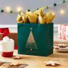 Hallmark Signature 7″ Medium Christmas Gift Bag with Tissue Paper (Hunter Green and Gold Tree, Happy Holidays) with Foil, Glitter, Metal Handle(Gold Tree on Green)