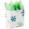Hallmark Signature 7″ Medium Christmas Gift Bag with Tissue Paper (Hunter Green and Gold Tree, Happy Holidays) with Foil, Glitter, Metal Handle(Navy  Gold  Mint Snowflakes)