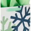 Hallmark Signature 7″ Medium Christmas Gift Bag with Tissue Paper (Hunter Green and Gold Tree, Happy Holidays) with Foil, Glitter, Metal Handle(Navy  Gold  Mint Snowflakes)
