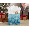 Hallmark Signature 7″ Medium Christmas Gift Bag with Tissue Paper (Hunter Green and Gold Tree, Happy Holidays) with Foil, Glitter, Metal Handle(Snowflakes on Teal)