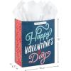 Hallmark Signature 7″ Medium Valentine’s Day Gift Bag with Tissue Paper (Heart Banner)(Blue Happy Valentine’s Day)