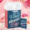 Hallmark Signature 7″ Medium Valentine’s Day Gift Bag with Tissue Paper (Heart Banner)(Blue Happy Valentine’s Day)