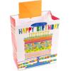 Hallmark Signature Studio 10″ Large Square Gift Bag with Tissue Paper (Happy Birthday) Teal, Gray, Pink, Blue on White(Birthday Cake)