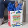 Hallmark Signature Studio 10″ Large Square Gift Bag with Tissue Paper (Happy Birthday) Teal, Gray, Pink, Blue on White(Birthday Cake)