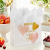Hallmark Signature Studio 7″ Medium Gift Bag with Tissue Paper (Embossed Hearts, White, Pink, Gold) for Birthdays, Valentine’s Day, Baby Showers, Bridal Showers(Happily Ever After)