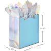 Hallmark Signature Studio 7″ Medium Gift Bag with Tissue Paper (Embossed Hearts, White, Pink, Gold) for Birthdays, Valentine’s Day, Baby Showers, Bridal Showers(Blue)