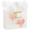Hallmark Signature Studio 7″ Medium Gift Bag with Tissue Paper (Embossed Hearts, White, Pink, Gold) for Birthdays, Valentine’s Day, Baby Showers, Bridal Showers(Happily Ever After)