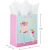 Hallmark Signature Studio 7″ Medium Square Birthday Gift Bag with Tissue Paper (Blush Pink, Gold Foil Happy Birthday) for Wife, Daughter, Sister, Aunt, Teen(Dog with Cake)