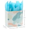 Hallmark Signature Studio 7″ Medium Square Gift Bag with Tissue Paper (Abstract Brushstrokes) Peach, Mint Green, Teal for Easter, Birthdays, Bridal Showers and More(Abstract Brushstrokes)