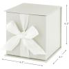 Hallmark Small Gift Box with Bow and Shredded Paper Fill (Black 4 inch Gift Box) for Weddings, Graduations, Birthdays, Father’s Day, Groomsmen Gifts, All Occasion(Grey White)
