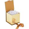 Hallmark Small Gift Box with Bow and Shredded Paper Fill (Red Signature 4 inch Gift Box with Glitter) for Birthdays, Graduations, Anniversaries, Christmas, Valentine’s Day, All Occasion(Gold Glitter)