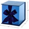 Hallmark Small Gift Box with Bow and Shredded Paper Fill (Red Signature 4 inch Gift Box with Glitter) for Birthdays, Graduations, Anniversaries, Christmas, Valentine’s Day, All Occasion(Navy Blue Glitter)