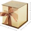 Hallmark Small Gift Box with Bow and Shredded Paper Fill (Red Signature 4 inch Gift Box with Glitter) for Birthdays, Graduations, Anniversaries, Christmas, Valentine’s Day, All Occasion(Gold Glitter)