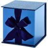 Hallmark Small Gift Box with Bow and Shredded Paper Fill (Red Signature 4 inch Gift Box with Glitter) for Birthdays, Graduations, Anniversaries, Christmas, Valentine’s Day, All Occasion(Navy Blue Glitter)